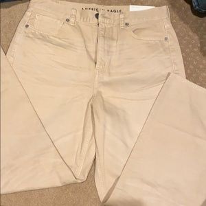 NWT AEO Mom Jeans in tan